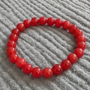 Red Agate Beaded Bracelet